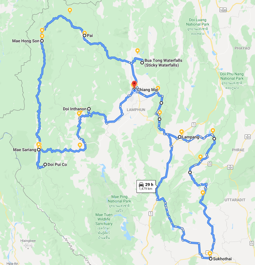 Krystof's Route Around Northern Thailand